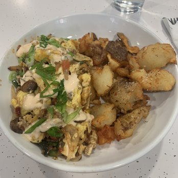 The Med - The Royale scramble with potatoes - Mediterranean Near Me - Asheville, North Carolina The Med - The Royale scramble with potatoes - Mediterranean Near Me - Asheville, North Carolina