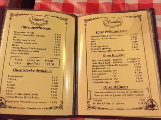 Menu photo 3 Amadeus Antwerpen 1 Antwerp, VAN