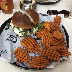 Mr. B's - Sweet potato and bean patty :) super delicious vegetarian burger and the sweet potato fries are the best!