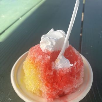 Wishing Well Shave Ice - Cherry mango and pineapple with coconut foam topping, not worth it. - Ice Cream & Frozen Yogurt Near Me - Hanalei, Hawaii Wishing Well Shave Ice - Cherry mango and pineapple with coconut foam topping, not worth it. - Ice Cream & Frozen Yogurt Near Me - Hanalei, Hawaii