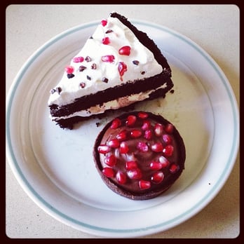 Proof Bakery - Pomegranate passion fruit tart and pomegranate devil's food cake with pear and cream filling. - Coffee & Tea Near Me - Los Angeles, California