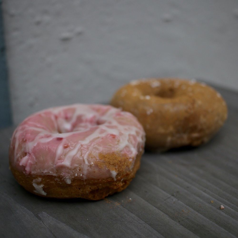 Mighty-O Donuts - Raspberry Bomb & French Toast - Donuts Near Me - Seattle, Washington Mighty-O Donuts - Raspberry Bomb & French Toast - Donuts Near Me - Seattle, Washington
