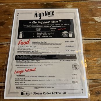 The High Note - Menu - Beer Bar Near Me - New York, New York