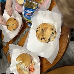 Everything Bagel - Lox platter on a bagel, chocolate chip bagel, and Friday Turkey special