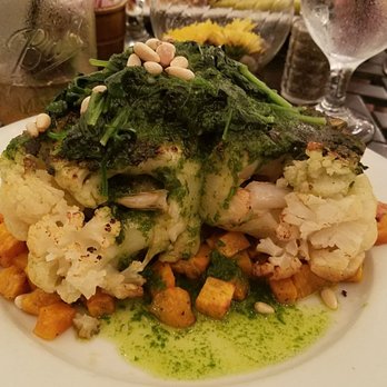 The Manor Tavern - Cauliflower steak over roasted sweet potatoes. Very good and filling. The only vegetarian option aside from salads. - American Near Me - Monkton, Maryland The Manor Tavern - Cauliflower steak over roasted sweet potatoes. Very good and filling. The only vegetarian option aside from salads. - American Near Me - Monkton, Maryland