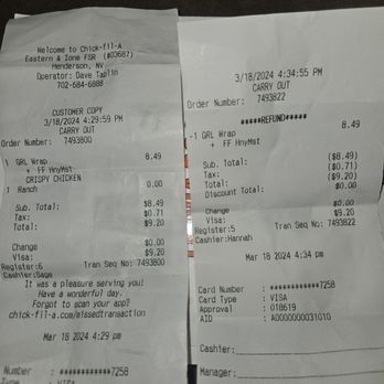 Chick-fil-A - Chick-fil-A Cool Wrap,that the manager personally refused to honor, after making me wait and my refund - Fast Food Near Me - Las Vegas, Nevada