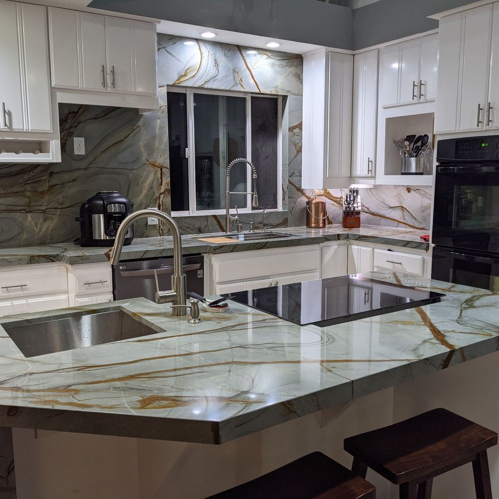 Our nearly finished kitchen remodel with stone from Carmel Stone Imports. Our nearly finished kitchen remodel with stone from Carmel Stone Imports.