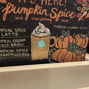 Starbucks - a sign for pumpkin spice coffee - Coffee & Tea Near Me - Independence, Missouri Starbucks - a sign for pumpkin spice coffee - Coffee & Tea Near Me - Independence, Missouri