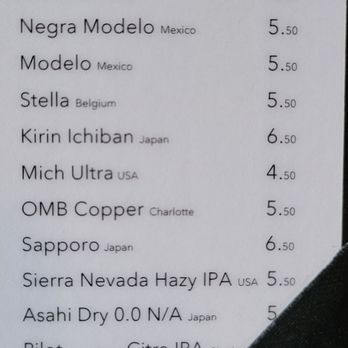 Yunta Nikkei - Beer Menu - Peruvian Near Me - Charlotte, North Carolina