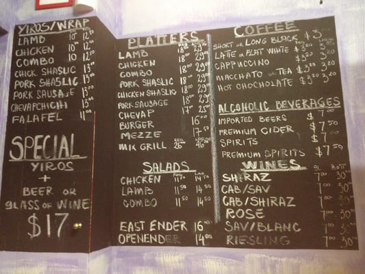 Menu photo 3 East End Yiros Adelaide, SA
