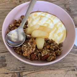 Common Circus - Granola with yogurt, canned pears, and honey