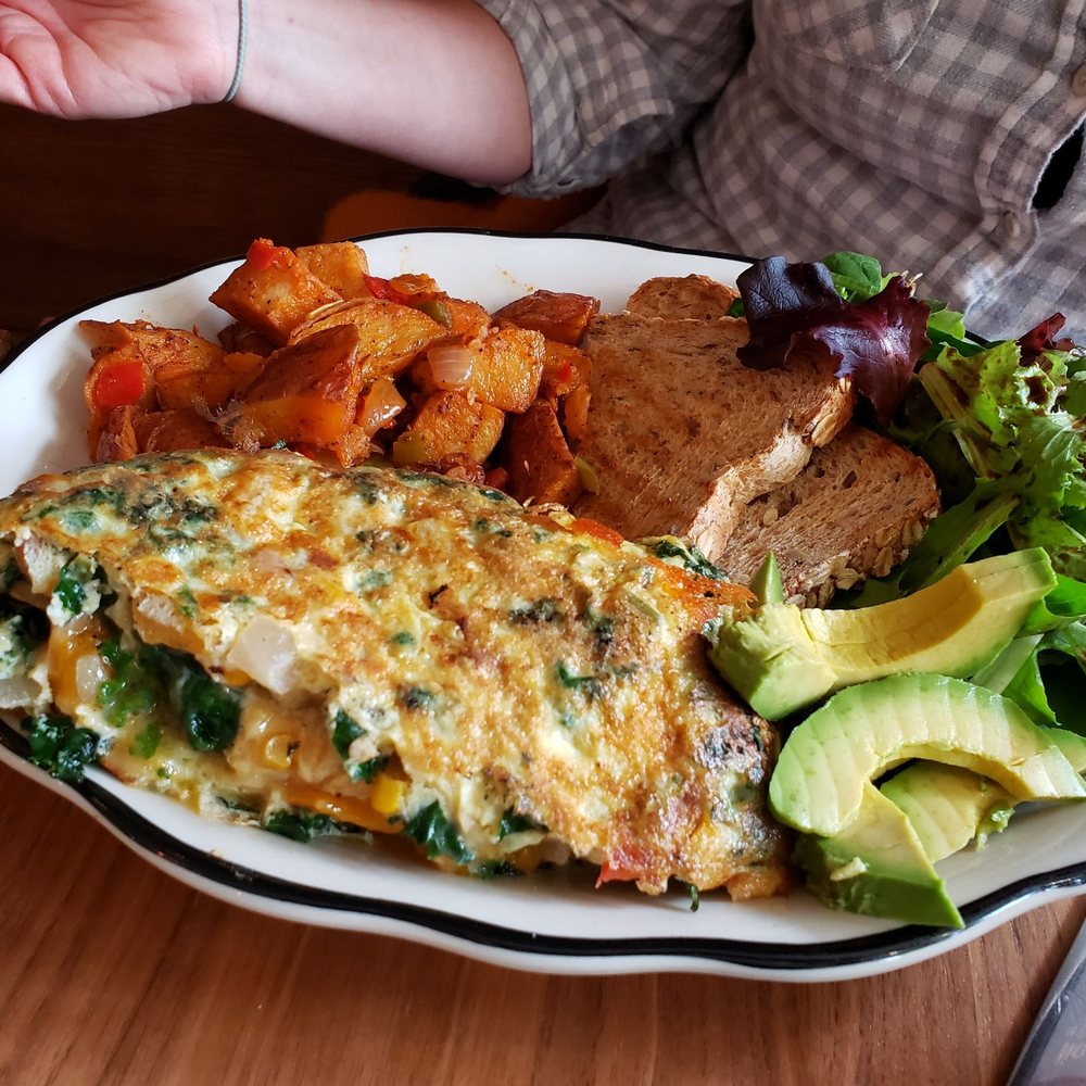 Zaca Cafe - A veggie omelet with home fries and avocado - Coffee & Tea Near Me - Brooklyn, New York Zaca Cafe - A veggie omelet with home fries and avocado - Coffee & Tea Near Me - Brooklyn, New York