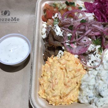 MezzeMe - Carrot yogurt and cucumber and walnut yogurt sides are quite tasty. - Mediterranean Near Me - Austin, Texas MezzeMe - Carrot yogurt and cucumber and walnut yogurt sides are quite tasty. - Mediterranean Near Me - Austin, Texas