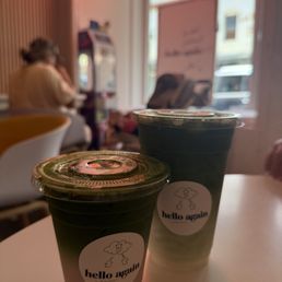 Strawberry matcha latte and matcha latte