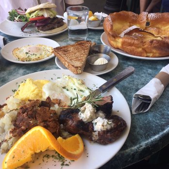 Plums Cafe - Steak and eggs. Dutch baby. Hangover burger. All excellent! - Breakfast & Brunch Near Me - Costa Mesa, California
