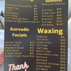 AviHair - Meenu's pricing list
