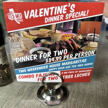 Valencia’s Tex-Mex Garage - 2026 Valentines Day special - Tex-Mex Near Me - Houston, Texas
