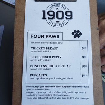 1909 - The so cute dog menu. - Bars Near Me - Temecula, California