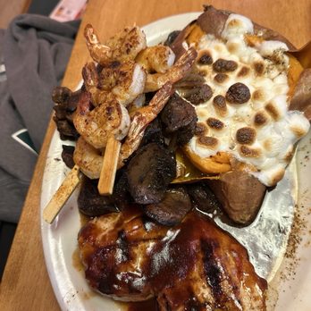 Texas Roadhouse - Grilled BBQ Chicken & Sirloin 6oz: with Sweet Potato - Barbeque Near Me - Novi, Michigan Texas Roadhouse - Grilled BBQ Chicken & Sirloin 6oz: with Sweet Potato - Barbeque Near Me - Novi, Michigan