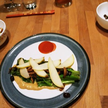 Wooden Bar - greens with the most incredible pickled radish slices - Noodles Near Me - Worcester, Massachusetts