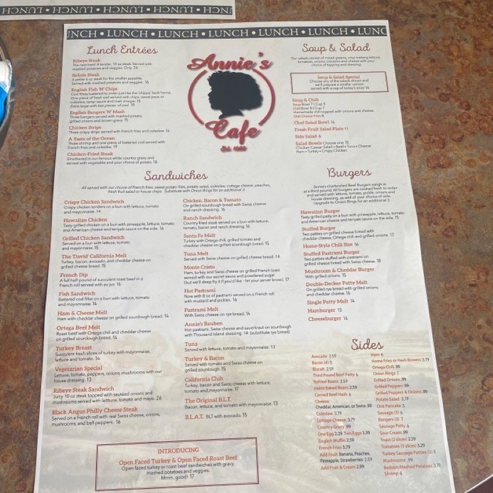 Annie's Cafe - Temecula - Menu side 2 - Breakfast & Brunch Near Me - Temecula, California