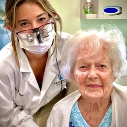 Westbrook Dental - Dr Felicia Brodeur and her great grandmother, The oldest patient in this practice at 99 years of age.