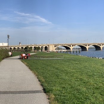 West Covington Park - Pano of beach volley courts and view of the Hanover Street Bridge - Parks Near Me - Baltimore, Maryland