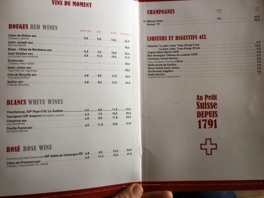Menu photo 5 Au Petit Suisse Paris, 75 Menu photo 5 Au Petit Suisse Paris, 75