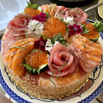 Aloha Cones - Hamachi, Ikura, salmon, Ahi, layered cake with avocado, crab. Sooo Ono & Delish - Sushi Bars Near Me - Honolulu, Hawaii
