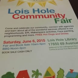 Lois Hole Community Fair and Book Sale June 6 10-5 Lois Hole Community Fair and Book Sale June 6 10-5