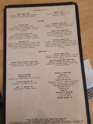 Menu photo 4 Purple Owl Cafe Julian, CA