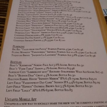 Elgin Beer Project - Beer menu 1 - Beer Bar Near Me - Ottawa, Ontario