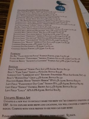 Menu photo 5 Elgin Beer Project Ottawa, ON