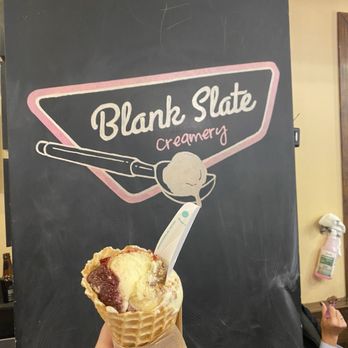 Blank Slate Creamery - Cherry Crisp with waffle cone - Ice Cream & Frozen Yogurt Near Me - Ann Arbor, Michigan