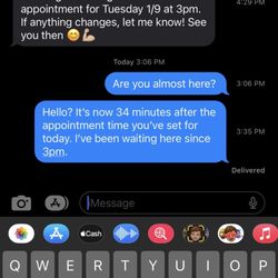 Quadrant Fitness - Text thread from appointment setting with Angie (the owner)