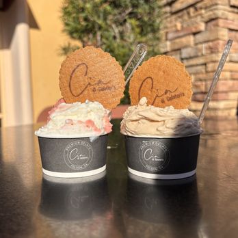 Cia di Gelateria - Sticky rice/strawberry (left) and sticky rice/hazelnut (right) - Gelato Near Me - Folsom, California