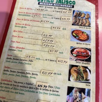 Estilo Jalisco - Menu - Mexican Near Me - Omaha, Nebraska