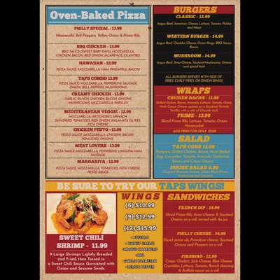Menu photo 1 Taps Bar and Grill Chico, CA Menu photo 1 Taps Bar and Grill Chico, CA