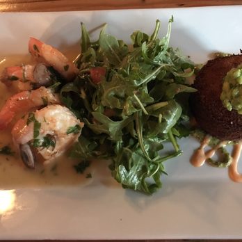 Corner Social - Shrimp and crab cake with guacamole on too - New American Near Me - New York, New York Corner Social - Shrimp and crab cake with guacamole on too - New American Near Me - New York, New York