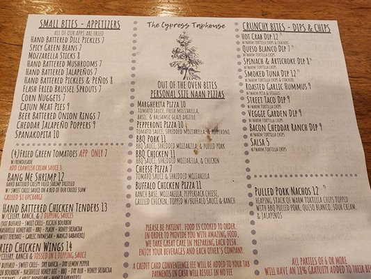 Menu photo 1 The Cypress Taphouse Ocean Springs, MS Menu photo 1 The Cypress Taphouse Ocean Springs, MS
