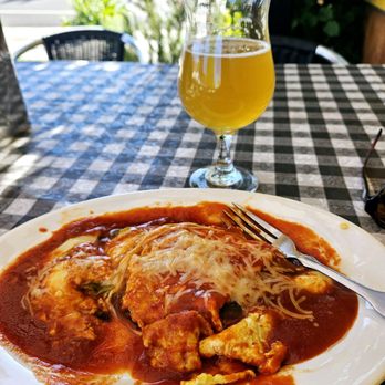 Orale Baja Mex Grill - a plate of food and a glass of beer - Seafood Near Me - Campbell, California