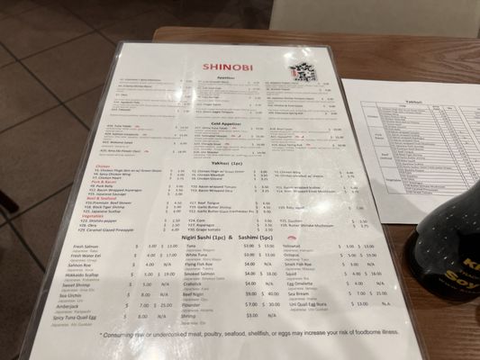 Menu photo 1 Shinobi Restaurant & Bar Arlington, TX Menu photo 1 Shinobi Restaurant & Bar Arlington, TX