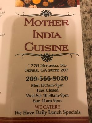 Menu photo 6 Mother India Cuisine Ceres, CA Menu photo 6 Mother India Cuisine Ceres, CA