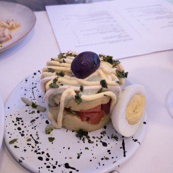 Celeste - Causa with Causa de Avocado and Tomato - Peruvian Near Me - Somerville, Massachusetts