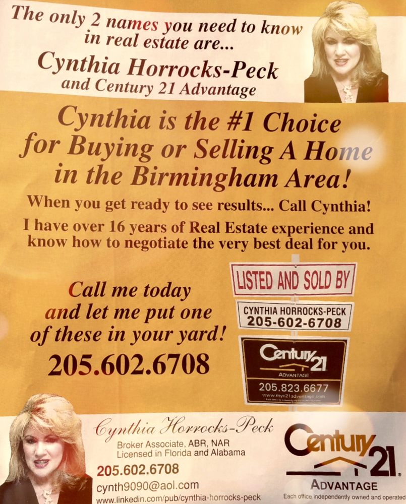 CYNTHIA HORROCKS PECK CENTURY 21 ADVANTAGE Contact Agent 2200