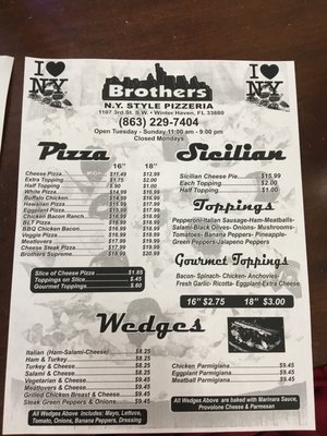 Menu photo 4 Brothers NY Style Pizzeria Winter Haven, FL Menu photo 4 Brothers NY Style Pizzeria Winter Haven, FL