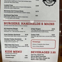 RJ Rockers Flight Room - Menu