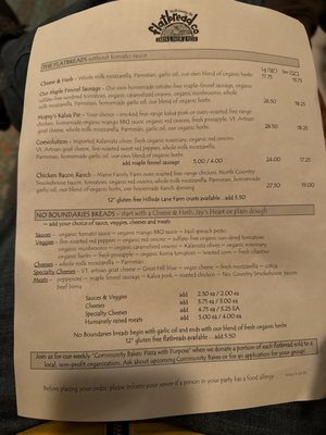 Menu photo 2 Flatbread Company North Conway, NH