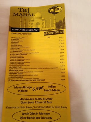 Menu photo 2 Taj Mahal Tavira, 08