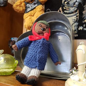 Cat's Luck - Little crocheted Emmet Otter on the shelf. So cute. - Vegan Near Me - Neptune City, New Jersey Cat's Luck - Little crocheted Emmet Otter on the shelf. So cute. - Vegan Near Me - Neptune City, New Jersey
